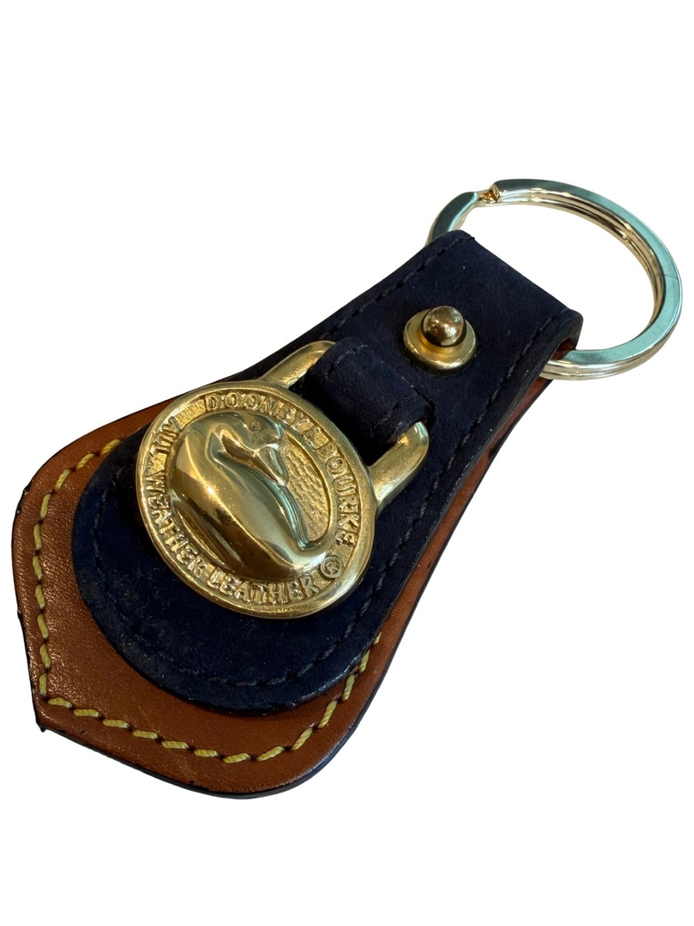 Dooney & Bourke Vintage All Weather Leather brass duck Keychain - Picture 2 of 3